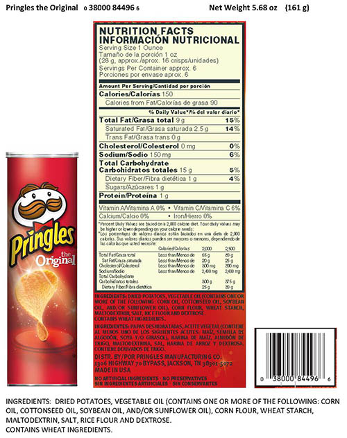 food label example, Pringles can and label attributes